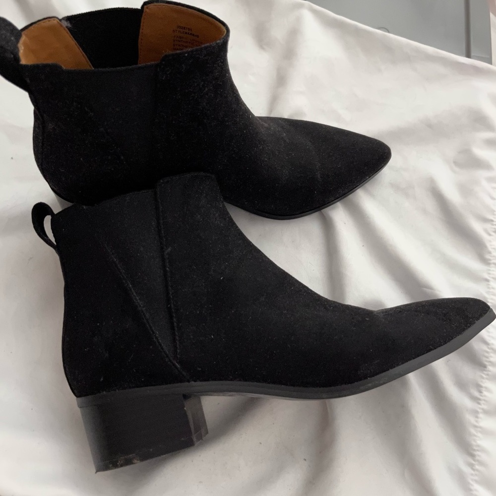 J Crew black suede pointed toe boots 8.5